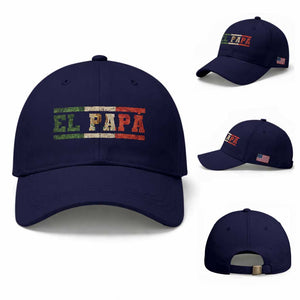 El Papa Funny Mexican Dad Baseball Cap Mexico Vintage Flag Father's Day TS11 Baseball Cap Universal Fit Dark Blue Print Your Wear