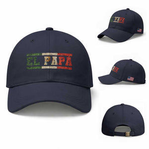 El Papa Funny Mexican Dad Baseball Cap Mexico Vintage Flag Father's Day TS11 Baseball Cap Universal Fit Navy Print Your Wear