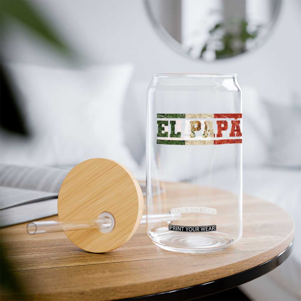 El Papa Funny Mexican Dad Glass Can Mexico Vintage Flag Father's Day TS11 Print Your Wear