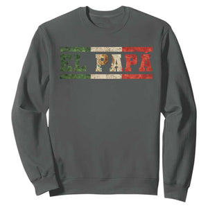 El Papa Funny Mexican Dad Sweatshirt Mexico Vintage Flag Father's Day TS11 Dark Heather Print Your Wear