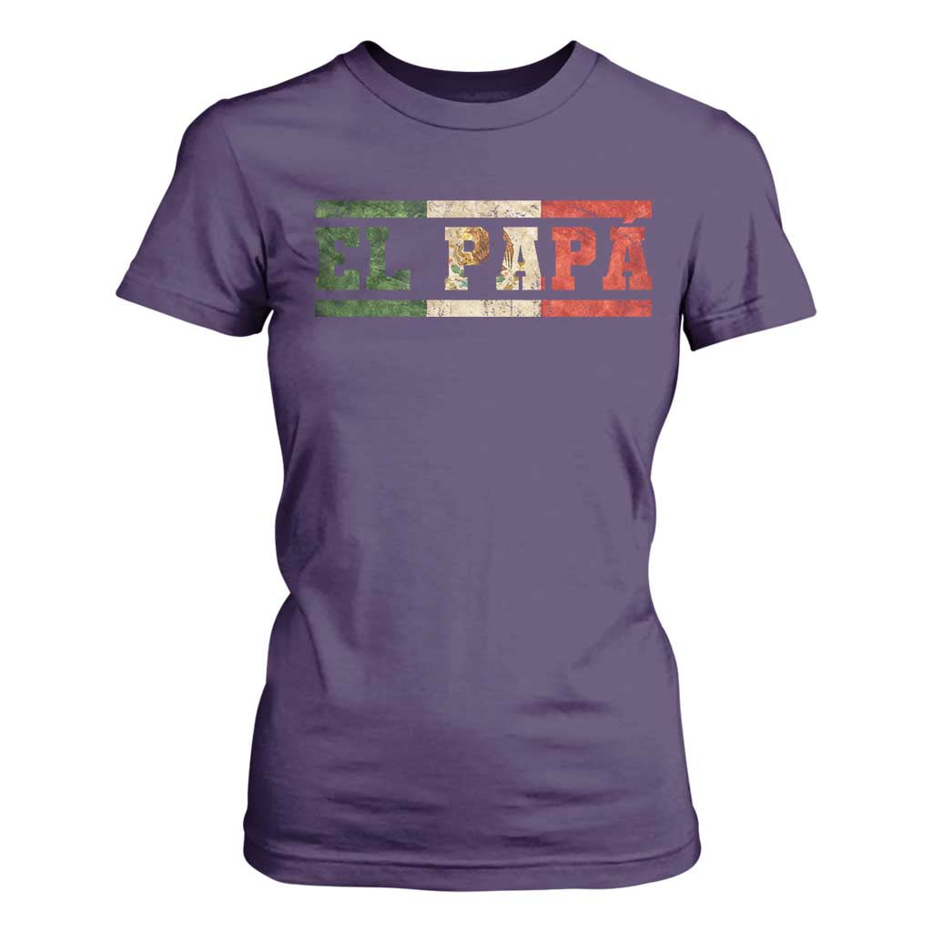 El Papa Funny Mexican Dad T Shirt For Women Mexico Vintage Flag Father's Day TS11 Purple Print Your Wear