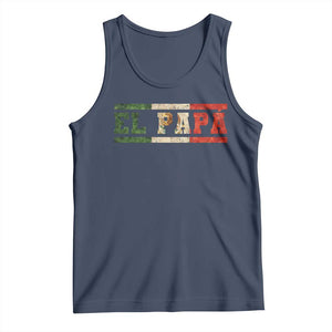 El Papa Funny Mexican Dad Tank Top Mexico Vintage Flag Father's Day TS11 Navy Print Your Wear