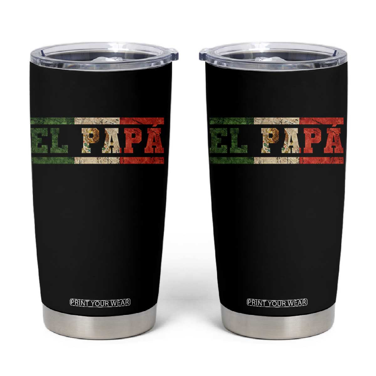El Papa Funny Mexican Dad Tumbler Cup Mexico Vintage Flag Father's Day TS11 Black Print Your Wear