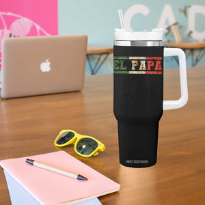 El Papa Funny Mexican Dad Tumbler With Handle Mexico Vintage Flag Father's Day TS11 Print Your Wear