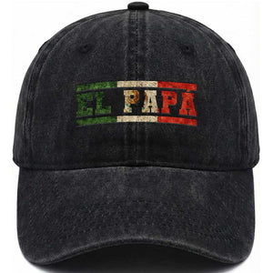 El Papa Funny Mexican Dad Washed Cotton Baseball Cap Mexico Vintage Flag Father's Day TS11 Print Your Wear