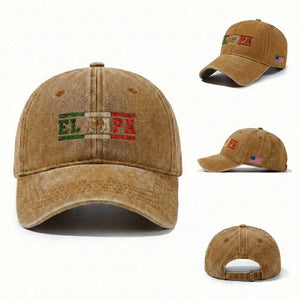 El Papa Funny Mexican Dad Washed Cotton Baseball Cap Mexico Vintage Flag Father's Day TS11 Washed Cap Universal Fit Yellow Ochre Print Your Wear