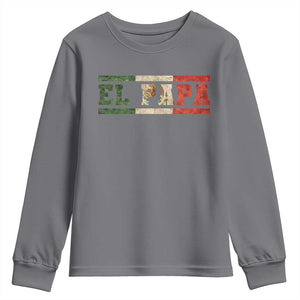El Papa Funny Mexican Dad Youth Sweatshirt Mexico Vintage Flag Father's Day TS11 Charcoal Print Your Wear