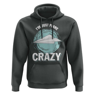 Funny Paper Plane Hoodie I'm Just Plane Crazy Pilots TS11 Dark Heather Print Your Wear