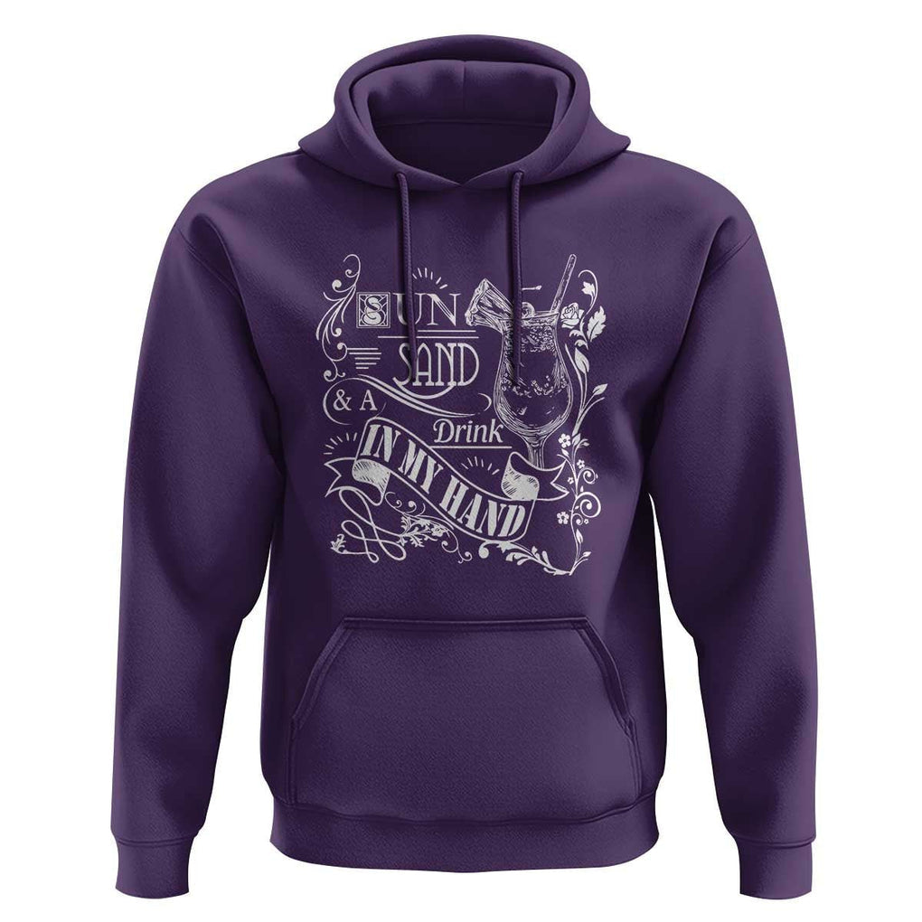 Summer Vacation Hoodie Sun Sand And A Drink In My Hand Pina Colada TS11 Purple Print Your Wear