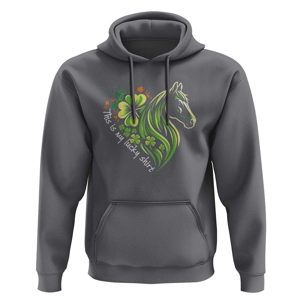 Horse Racing Hoodie This Is My Lucky Shirt Equestrian Four Leaf Clover TS11 Charcoal Print Your Wear