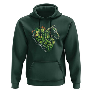 Horse Racing Hoodie This Is My Lucky Shirt Equestrian Four Leaf Clover TS11 Dark Forest Green Print Your Wear