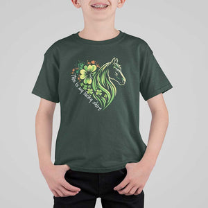 Horse Racing T Shirt For Kid This Is My Lucky Shirt Equestrian Four Leaf Clover TS11 Dark Forest Green Print Your Wear