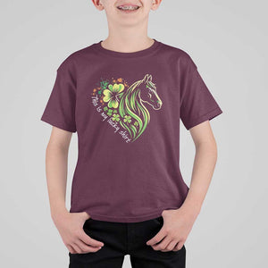 Horse Racing T Shirt For Kid This Is My Lucky Shirt Equestrian Four Leaf Clover TS11 Maroon Print Your Wear