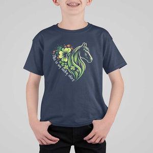 Horse Racing T Shirt For Kid This Is My Lucky Shirt Equestrian Four Leaf Clover TS11 Navy Print Your Wear