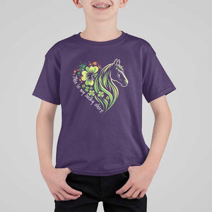 Horse Racing T Shirt For Kid This Is My Lucky Shirt Equestrian Four Leaf Clover TS11 Purple Print Your Wear