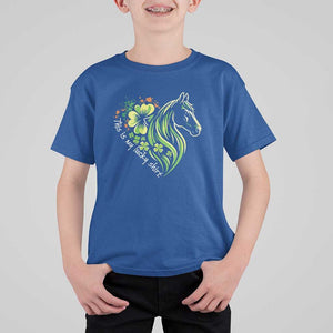 Horse Racing T Shirt For Kid This Is My Lucky Shirt Equestrian Four Leaf Clover TS11 Royal Blue Print Your Wear