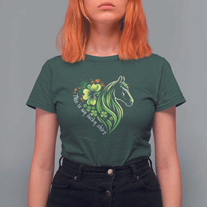 Horse Racing T Shirt For Women This Is My Lucky Shirt Equestrian Four Leaf Clover TS11 Dark Forest Green Print Your Wear