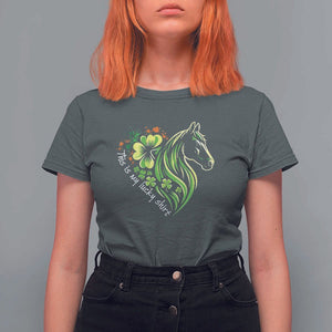 Horse Racing T Shirt For Women This Is My Lucky Shirt Equestrian Four Leaf Clover TS11 Dark Heather Print Your Wear