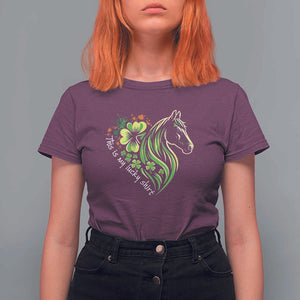 Horse Racing T Shirt For Women This Is My Lucky Shirt Equestrian Four Leaf Clover TS11 Maroon Print Your Wear