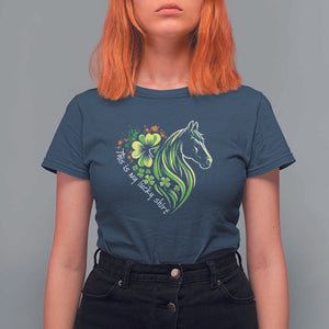 Horse Racing T Shirt For Women This Is My Lucky Shirt Equestrian Four Leaf Clover TS11 Navy Print Your Wear