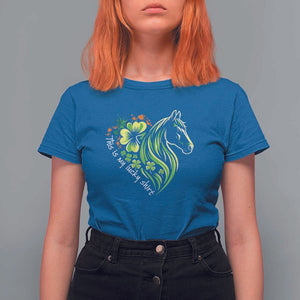 Horse Racing T Shirt For Women This Is My Lucky Shirt Equestrian Four Leaf Clover TS11 Royal Blue Print Your Wear