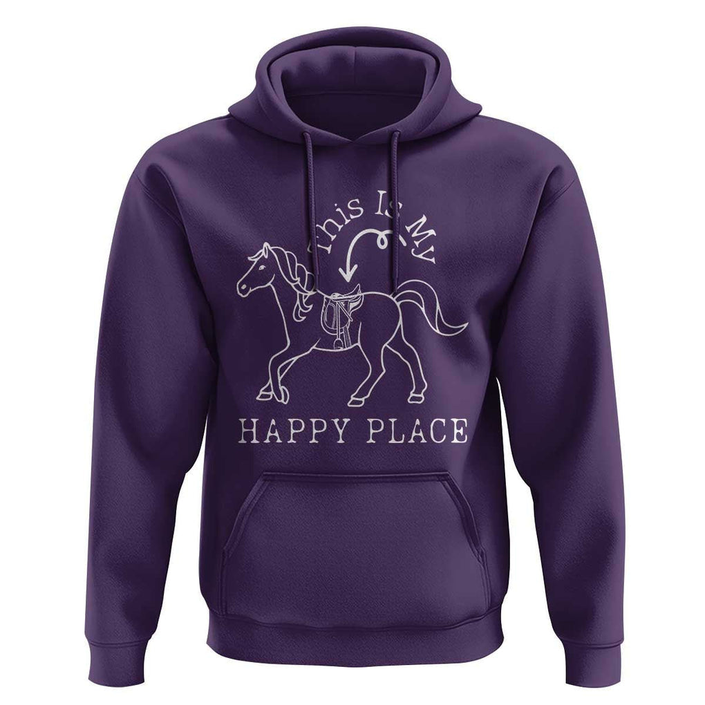 Horse Lover Hoodie This Is My Happy Place Horseback Riding Equestrian TS11 Purple Print Your Wear