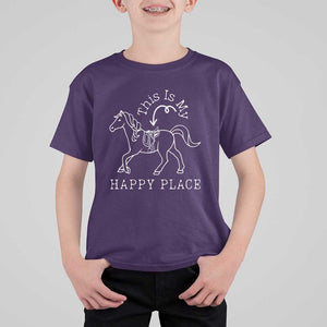 Horse Lover T Shirt For Kid This Is My Happy Place Horseback Riding Equestrian TS11 Purple Print Your Wear