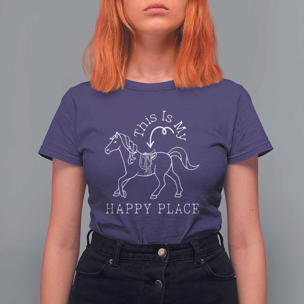 Horse Lover T Shirt For Women This Is My Happy Place Horseback Riding Equestrian TS11 Purple Print Your Wear