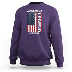 A Coaching Legend Has Retired Sweatshirt Vintage American Flag TS11 Purple Print Your Wear