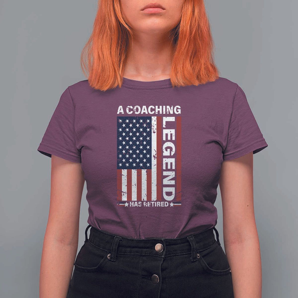 A Coaching Legend Has Retired T Shirt For Women Vintage American Flag TS11 Maroon Print Your Wear