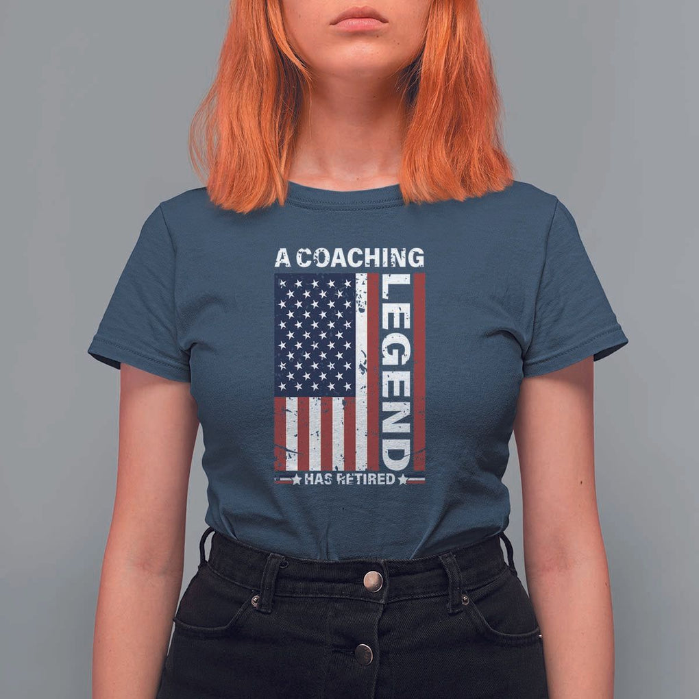 A Coaching Legend Has Retired T Shirt For Women Vintage American Flag TS11 Navy Print Your Wear