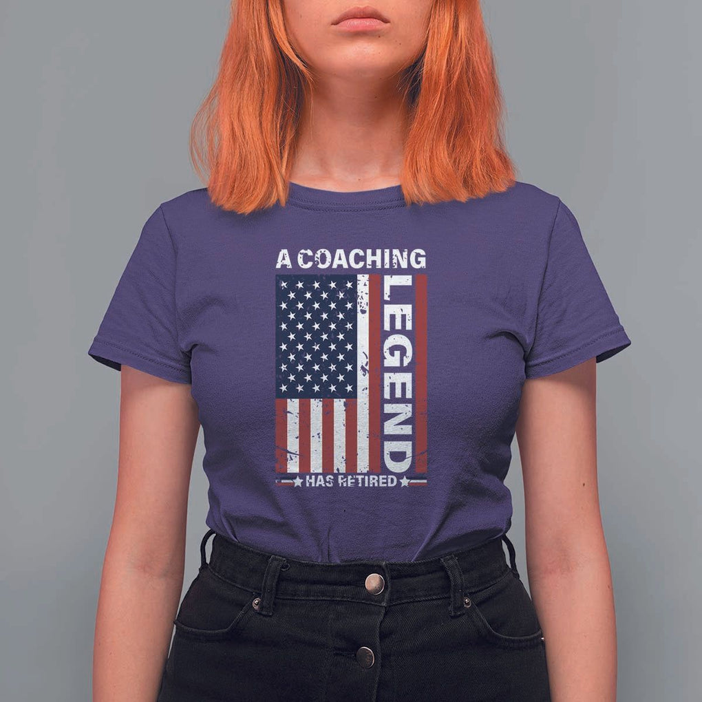 A Coaching Legend Has Retired T Shirt For Women Vintage American Flag TS11 Purple Print Your Wear