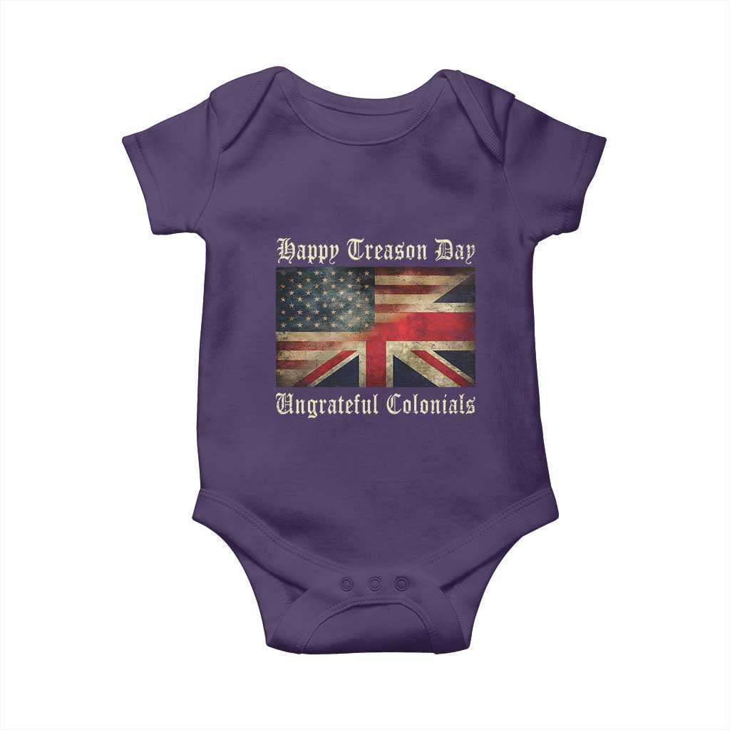 Funny Happy Treason Day Ungrateful Colonials Baby Onesie July 4th British Flag TS11 Purple Print Your Wear