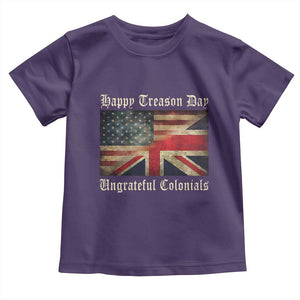 Funny Happy Treason Day Ungrateful Colonials Toddler T Shirt July 4th British Flag TS11 Purple Print Your Wear
