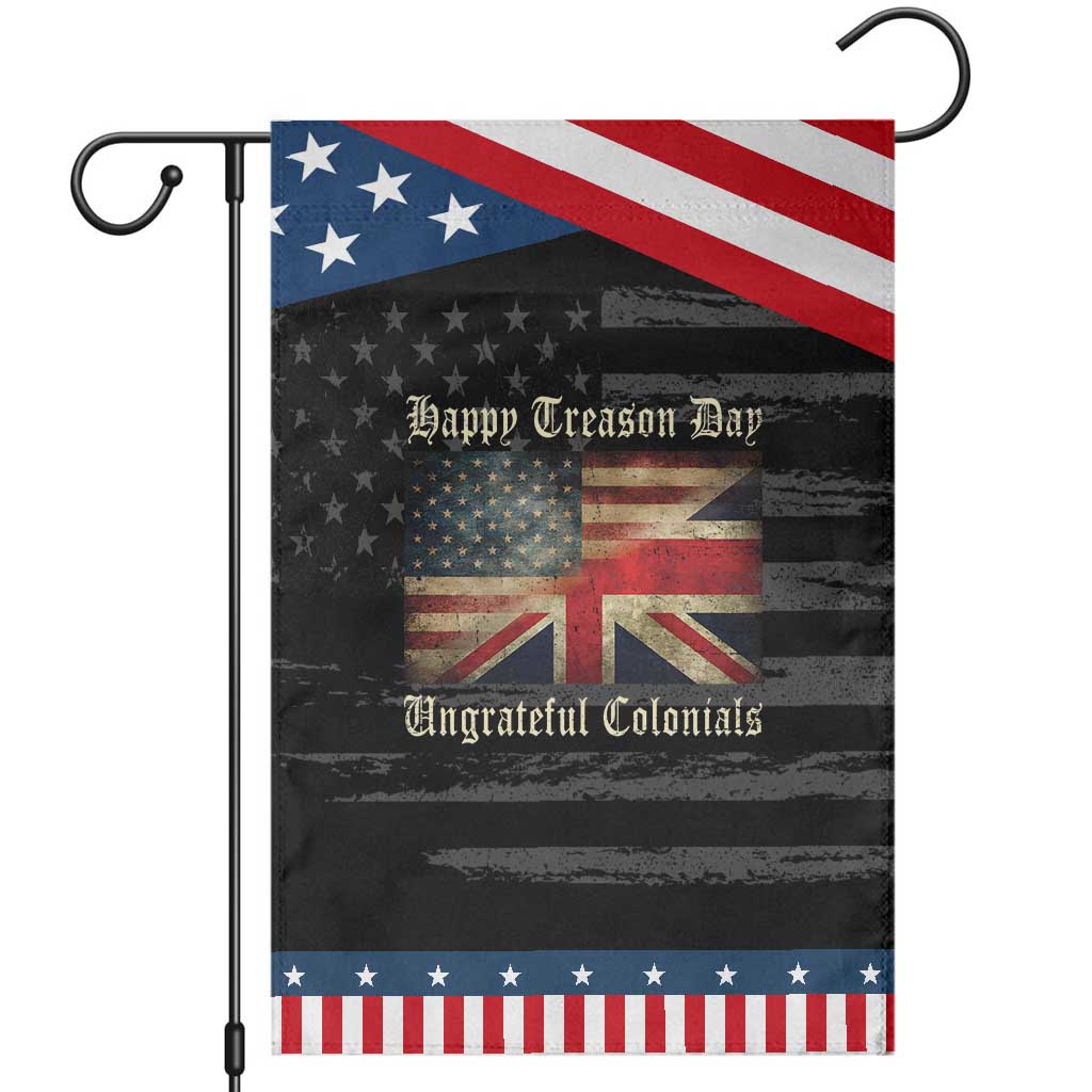 Funny Happy Treason Day Ungrateful Colonials Patriotic Garden Flag July 4th British Flag TS11 Distressed Black Blue Print Your Wear
