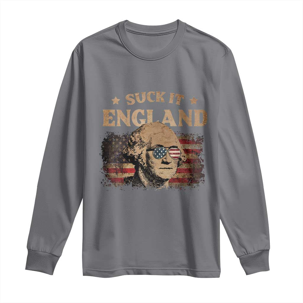 Funny Suck It England Long Sleeve Shirt 4th of July George Washington 1776 TS11 Charcoal Print Your Wear