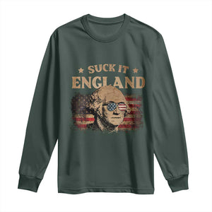 Funny Suck It England Long Sleeve Shirt 4th of July George Washington 1776 TS11 Dark Forest Green Print Your Wear