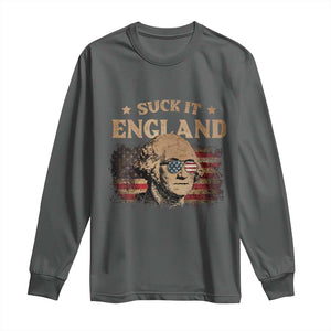 Funny Suck It England Long Sleeve Shirt 4th of July George Washington 1776 TS11 Dark Heather Print Your Wear