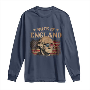 Funny Suck It England Long Sleeve Shirt 4th of July George Washington 1776 TS11 Navy Print Your Wear