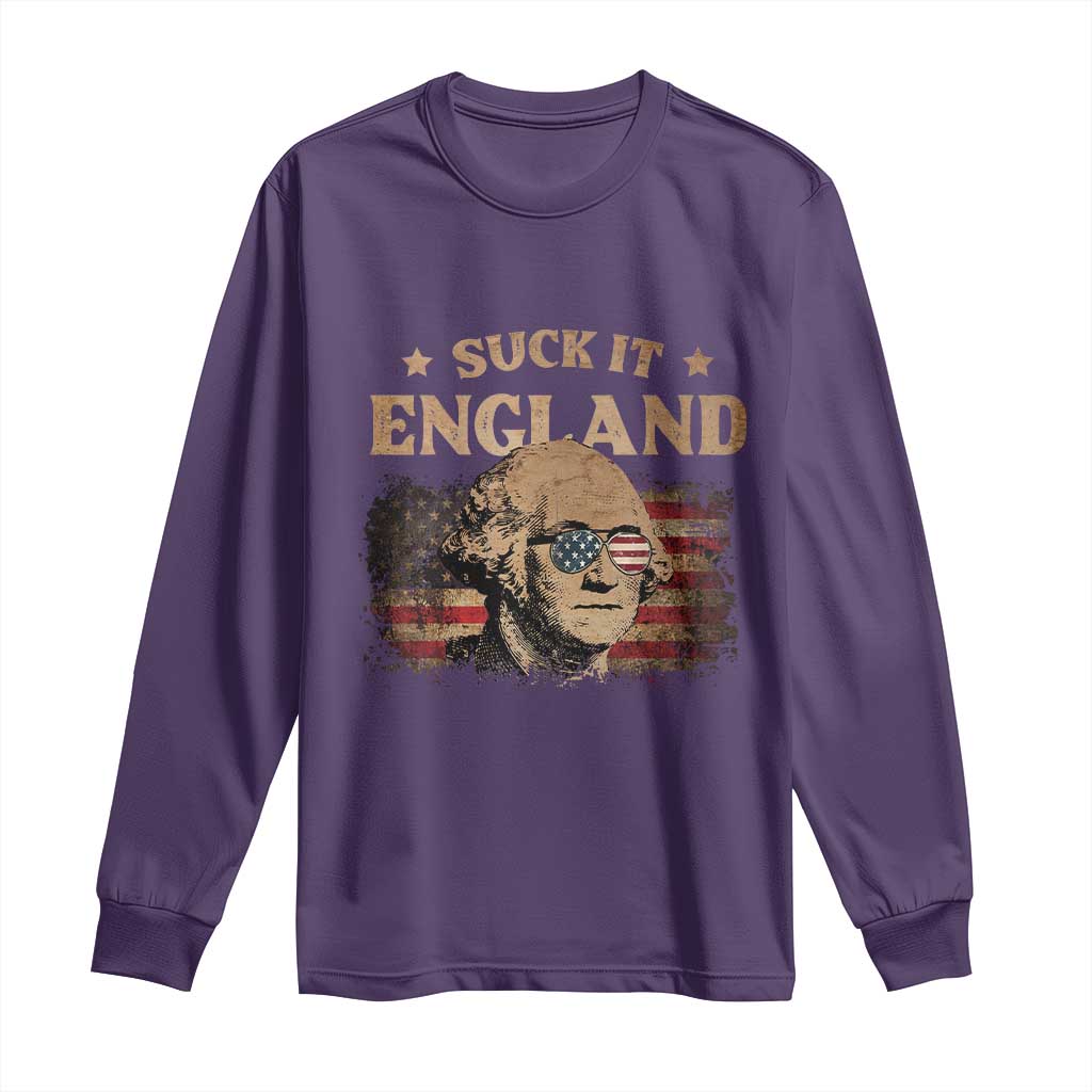 Funny Suck It England Long Sleeve Shirt 4th of July George Washington 1776 TS11 Purple Print Your Wear