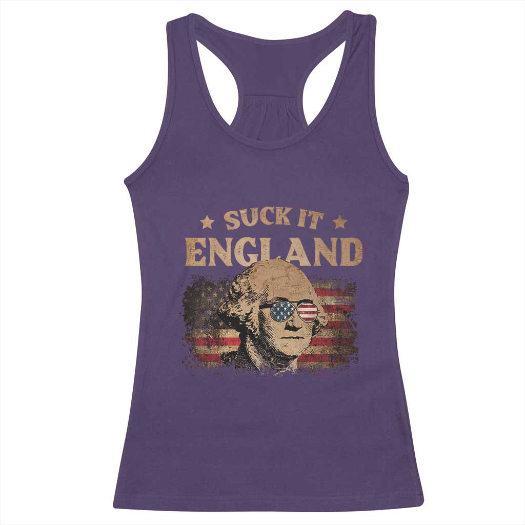 Funny Suck It England Racerback Tank Top 4th of July George Washington 1776 TS11 Purple Print Your Wear