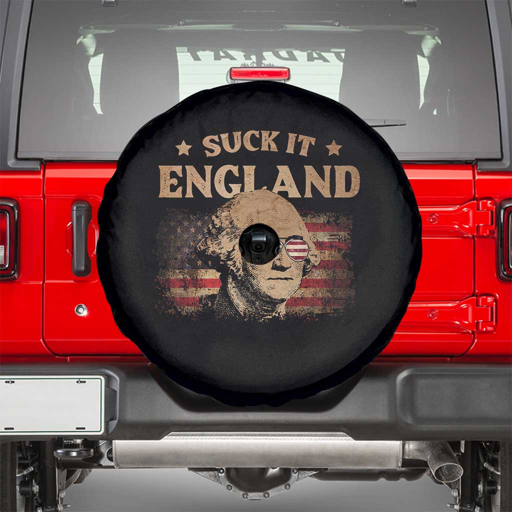 Funny Suck It England Spare Tire Cover 4th of July George Washington 1776 TS11 Black Print Your Wear