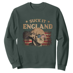 Funny Suck It England Sweatshirt 4th of July George Washington 1776 TS11 Dark Forest Green Print Your Wear