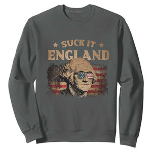 Funny Suck It England Sweatshirt 4th of July George Washington 1776 TS11 Dark Heather Print Your Wear