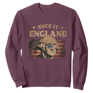 Funny Suck It England Sweatshirt 4th of July George Washington 1776 TS11 Maroon Print Your Wear