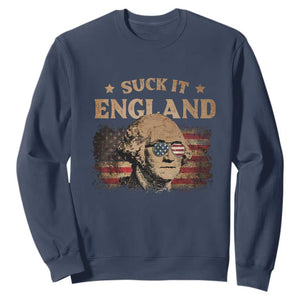 Funny Suck It England Sweatshirt 4th of July George Washington 1776 TS11 Navy Print Your Wear