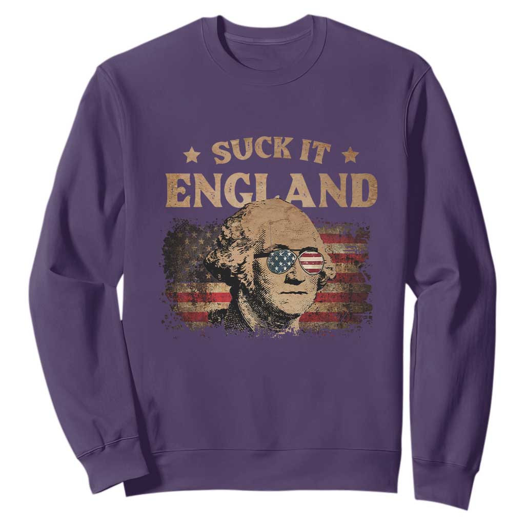 Funny Suck It England Sweatshirt 4th of July George Washington 1776 TS11 Purple Print Your Wear