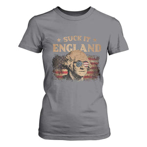 Funny Suck It England T Shirt For Women 4th of July George Washington 1776 TS11 Charcoal Print Your Wear