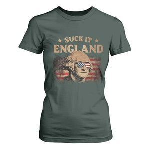 Funny Suck It England T Shirt For Women 4th of July George Washington 1776 TS11 Dark Forest Green Print Your Wear