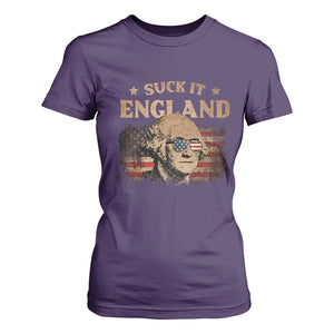 Funny Suck It England T Shirt For Women 4th of July George Washington 1776 TS11 Purple Print Your Wear